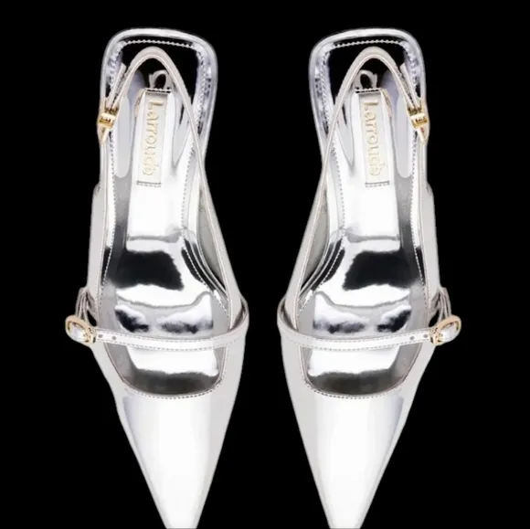 Larroude Ines Pump In Silver Specchio... Size 9.5