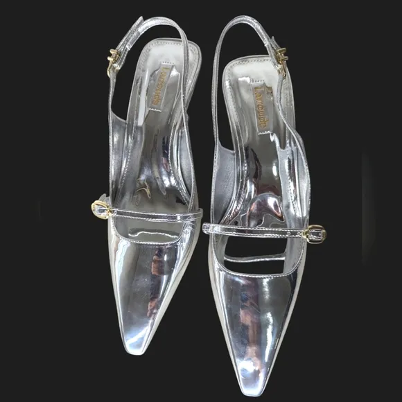 Larroude Ines Pump In Silver Specchio... Size 9.5