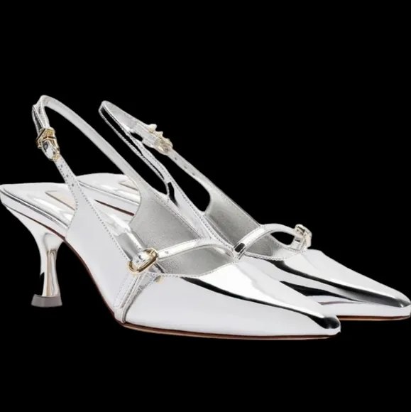 Larroude Ines Pump In Silver Specchio... Size 9.5