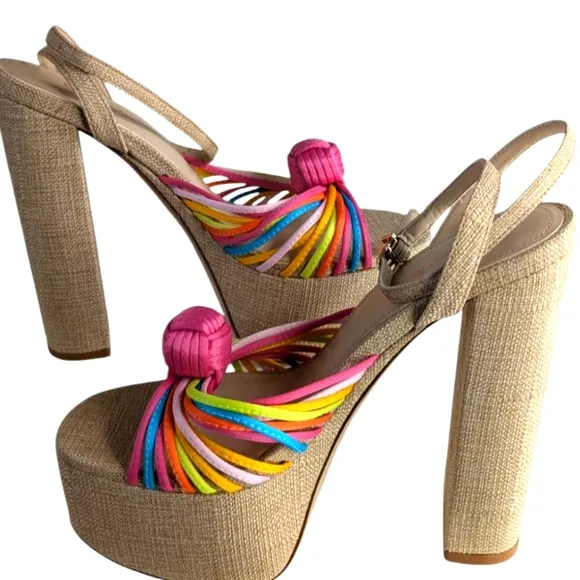 Larroude Valerie 140MM Knotted Satin Platform Sandals....Size 7.5