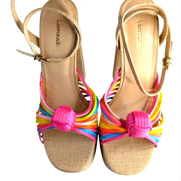 Larroude Valerie 140MM Knotted Satin Platform Sandals....Size 7.5