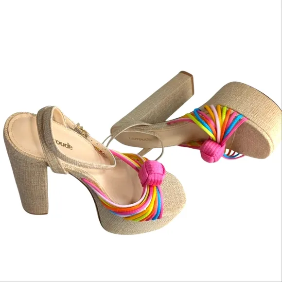 Larroude Valerie 140MM Knotted Satin Platform Sandals....Size 7.5