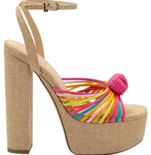Larroude Valerie 140MM Knotted Satin Platform Sandals....Size 7.5