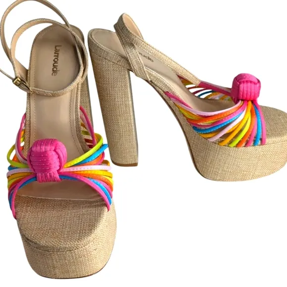 Larroude Valerie 140MM Knotted Satin Platform Sandals....Size 7.5
