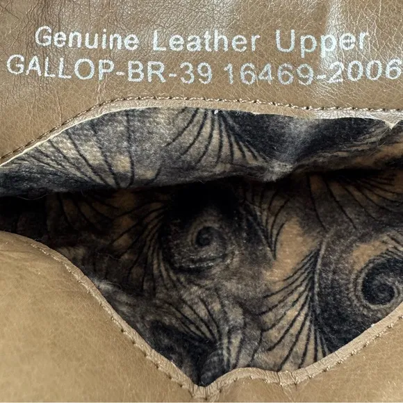 L’Artiste Spring Step Gallop Brown Tall Floral Tooled Leather Boots 8.5 Embossed