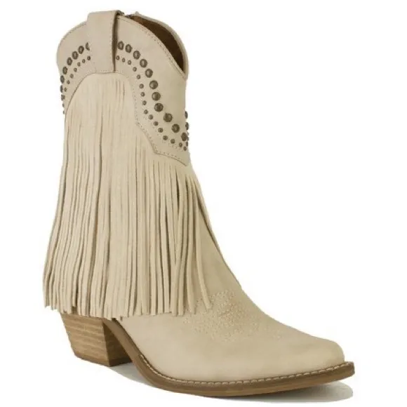 Last 1! Beast Adela-16 Stone Fringe Embellishment Short Western Cowboy Boot 8.5