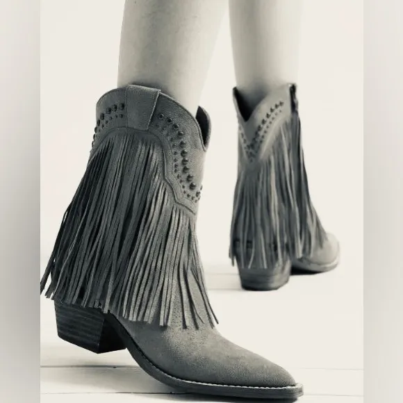Last 1! Beast Adela-16 Stone Fringe Embellishment Short Western Cowboy Boot 8.5