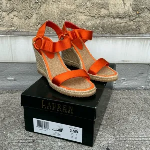 Lauren Ralph Lauren Espadrille Wedge Sandals Orange Size 5.5
