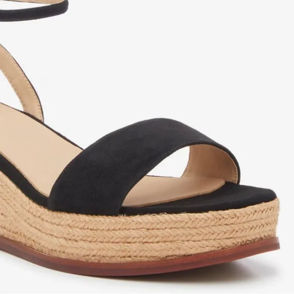 🆕Lauren Ralph Lauren Leona Suede Platform Ankle Strap Espadrille Sandals::NIB::