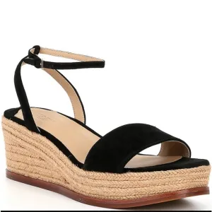 🆕Lauren Ralph Lauren Leona Suede Platform Ankle Strap Espadrille Sandals::NIB::