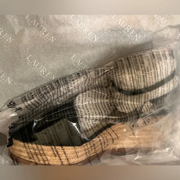 🆕Lauren Ralph Lauren Leona Suede Platform Ankle Strap Espadrille Sandals::NIB::