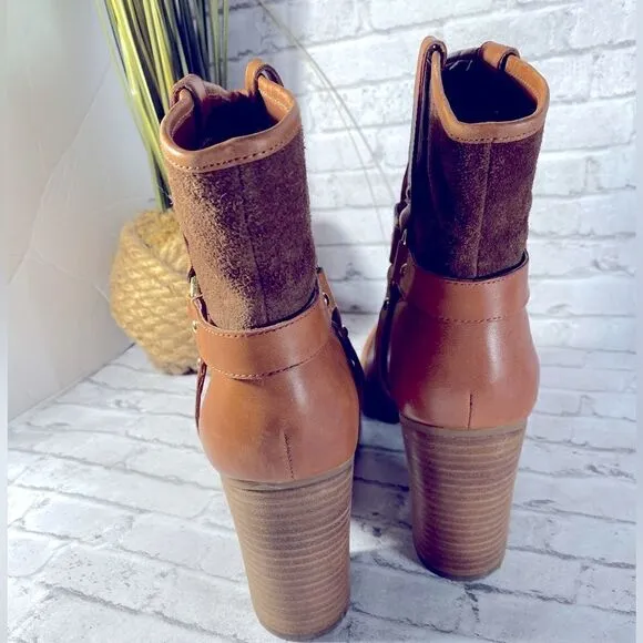 Lauren Ralph Lauren Western Leather Suede Ankle Boots Sz 10B
