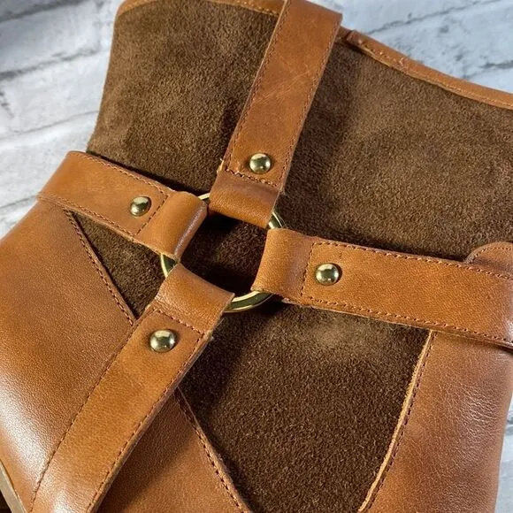 Lauren Ralph Lauren Western Leather Suede Ankle Boots Sz 10B
