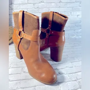 Lauren Ralph Lauren Western Leather Suede Ankle Boots Sz 10B