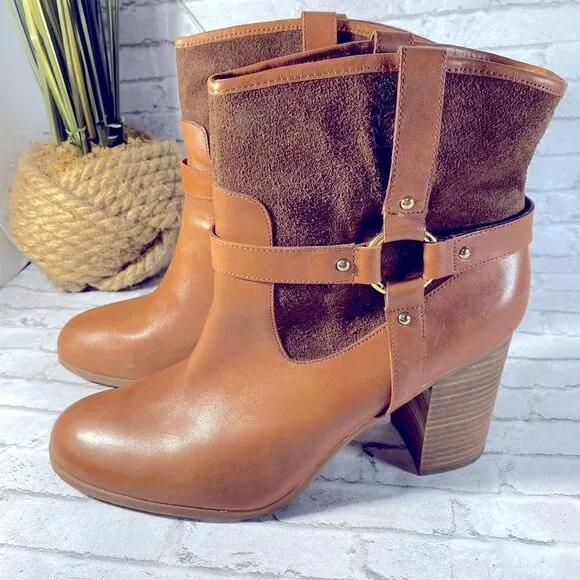 Lauren Ralph Lauren Western Leather Suede Ankle Boots Sz 10B