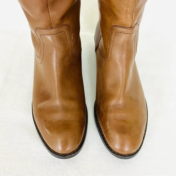 LAUREN RALPH LAUREN Women’s Timeless Leather Riding Boots Cognac Brown, Size 6
