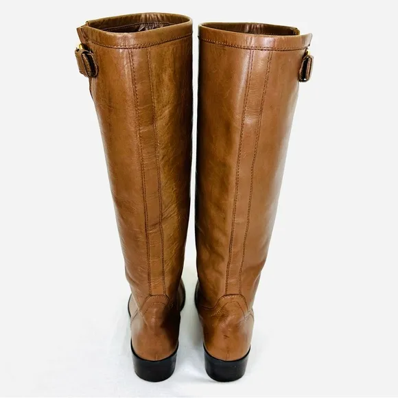 LAUREN RALPH LAUREN Women’s Timeless Leather Riding Boots Cognac Brown, Size 6