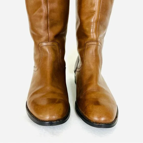 LAUREN RALPH LAUREN Women’s Timeless Leather Riding Boots Cognac Brown, Size 6