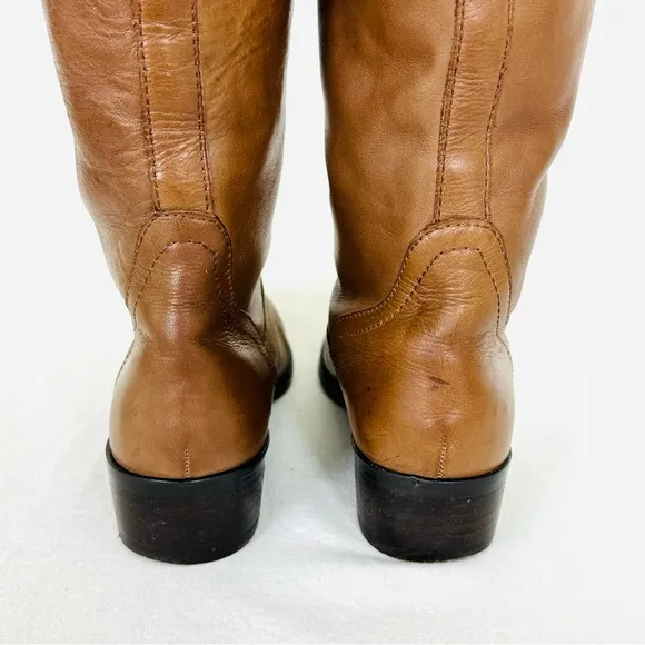LAUREN RALPH LAUREN Women’s Timeless Leather Riding Boots Cognac Brown, Size 6