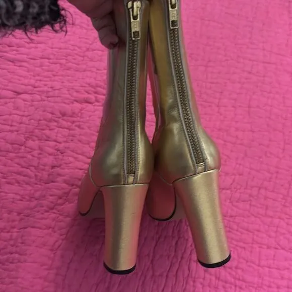 Lavish Alice gold ankle boots with clear inserts, US8