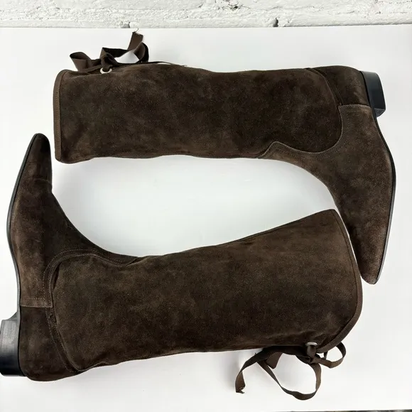 Lavorazione Artigiana 38 Tall Brown Suede Heeled Boots