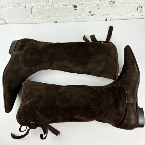 Lavorazione Artigiana 38 Tall Brown Suede Heeled Boots