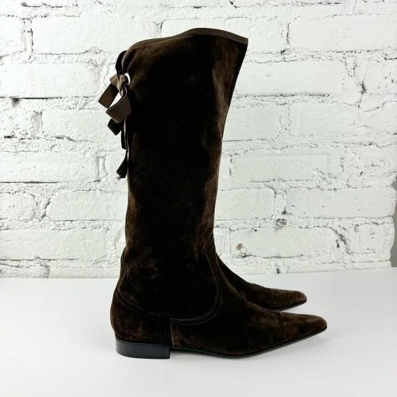 Lavorazione Artigiana 38 Tall Brown Suede Heeled Boots