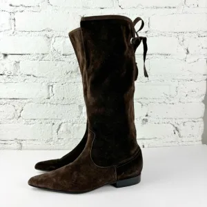 Lavorazione Artigiana 38 Tall Brown Suede Heeled Boots