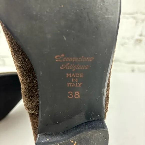 Lavorazione Artigiana 38 Tall Brown Suede Heeled Boots