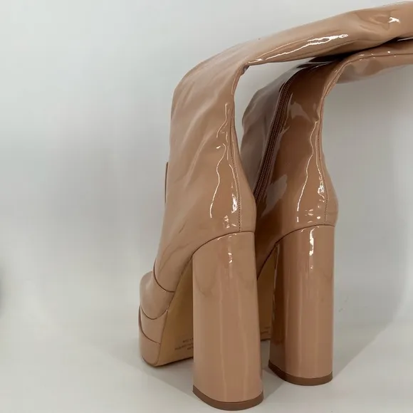 Lemon Drop By Privileged Bruna Nude Patent Vegan Leather Ultra Platform Boots