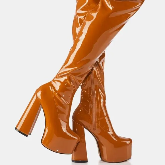 Lemon Drop by Privileged TO THE SKY Thigh High Platform Boots ( BRAND NEW !!!! )