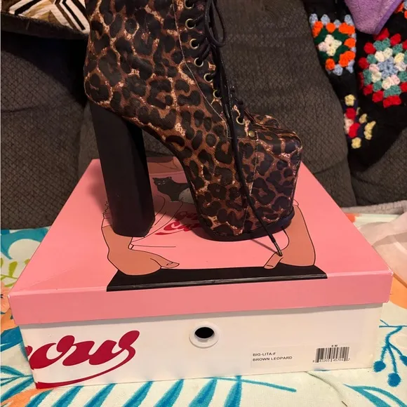 Leopard Print Platform Boots