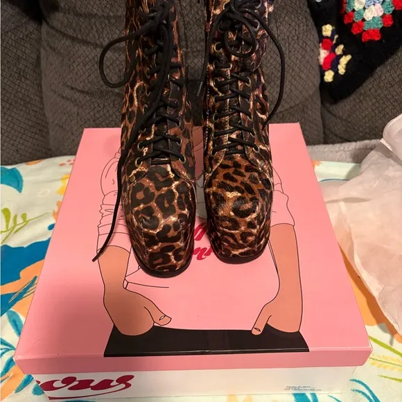 Leopard Print Platform Boots
