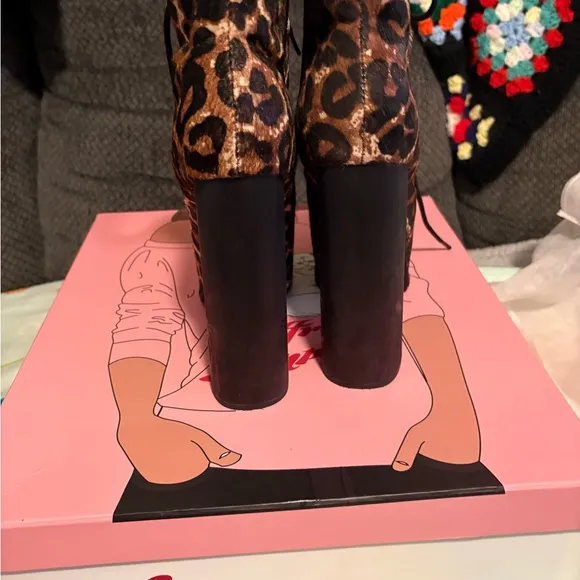 Leopard Print Platform Boots