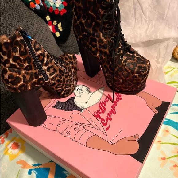 Leopard Print Platform Boots