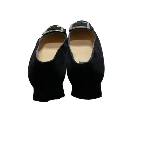 Lerre Italy womens suede black buckle pump shoes sz 39 1/2 9 9 1/2