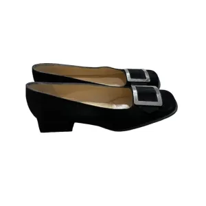 Lerre Italy womens suede black buckle pump shoes sz 39 1/2 9 9 1/2