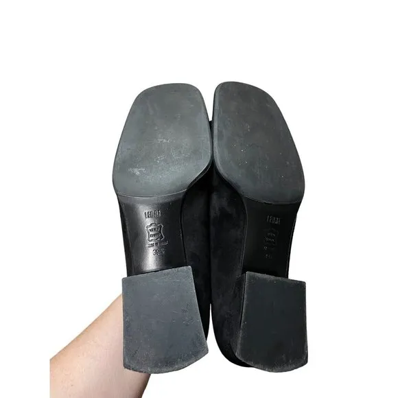 Lerre Italy womens suede black buckle pump shoes sz 39 1/2 9 9 1/2