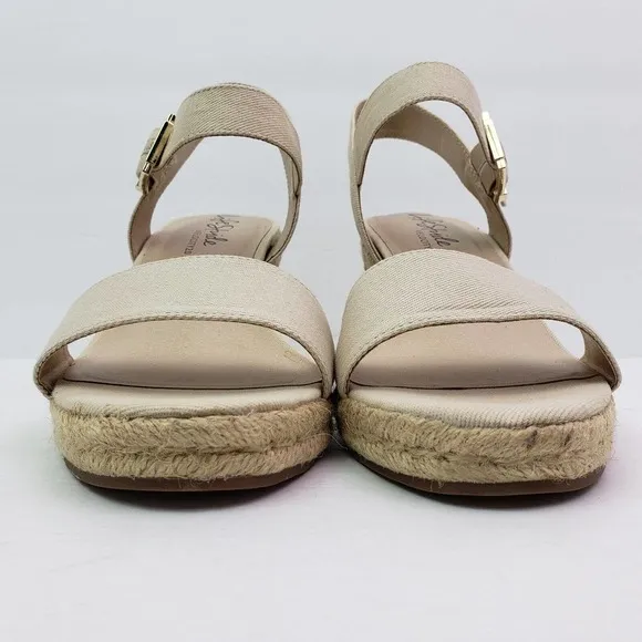 Life Stride Velocity 2.0 Tango 2 Womens Sz 10W Beige Espadrille Wedge Sandals