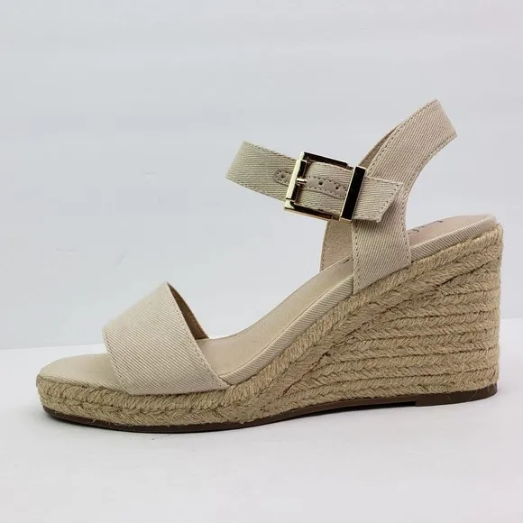 Life Stride Velocity 2.0 Tango 2 Womens Sz 10W Beige Espadrille Wedge Sandals