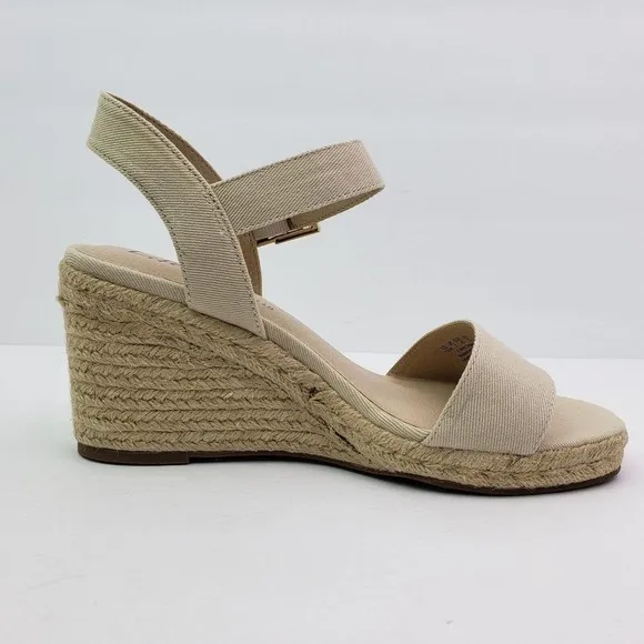Life Stride Velocity 2.0 Tango 2 Womens Sz 10W Beige Espadrille Wedge Sandals