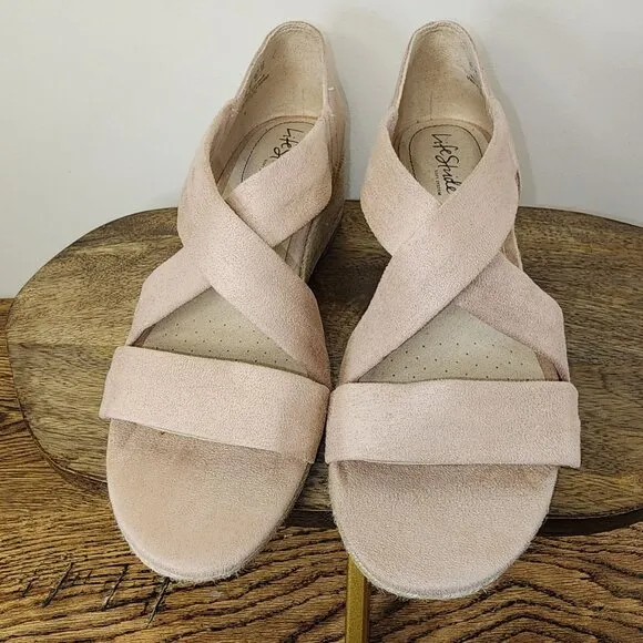 LifeStride Soft System Blush Pink Siesta Espadrille Wedge Sandal-Size 9