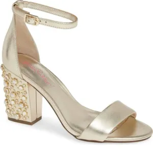 Lilly Pulitzer Amber Lynn Embellished Sandal Block Heel Size 8.5 Open Toe Strap