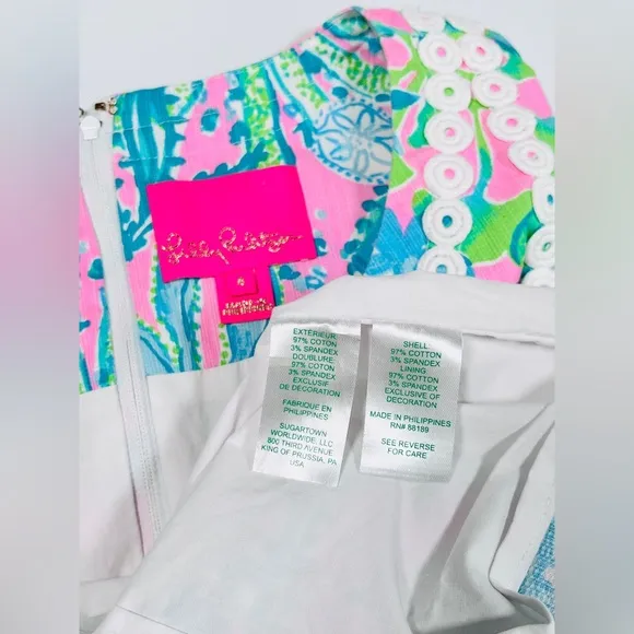Lilly Pulitzer Delila Shift Dress Size 4 Pink Aqua Blue Green Zipper Front