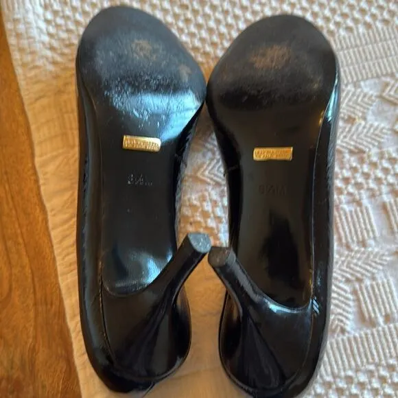 Lilly Pulitzer patent leather Black Peep-Toe 3” Heels size 8.5