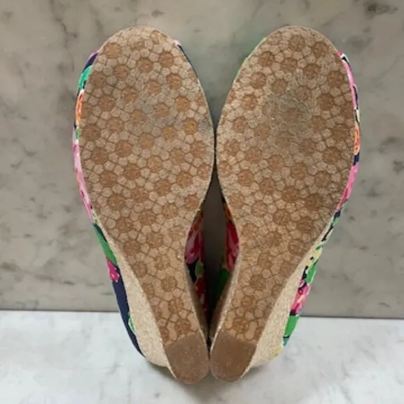 LILLY PULITZER Resort Chic Wedge Mini Getaway Garden Peep Toe Espadrille…