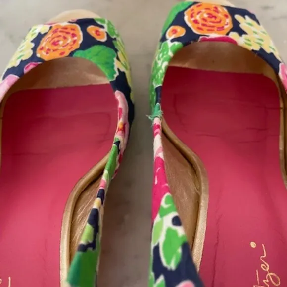 LILLY PULITZER Resort Chic Wedge Mini Getaway Garden Peep Toe Espadrille…