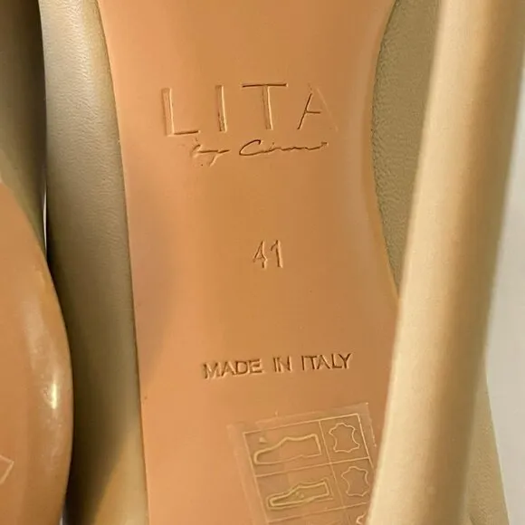 Lita by Ciara $348 Made In Italy Beige Pointed Toe Heel Pump Shoes Size 41 10.5