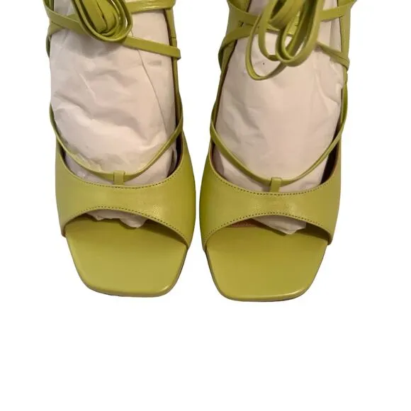 Lita by Ciara Solid Strappy Heel Sandal Acid Lime Green Size 42 11.5 12 NEW $398