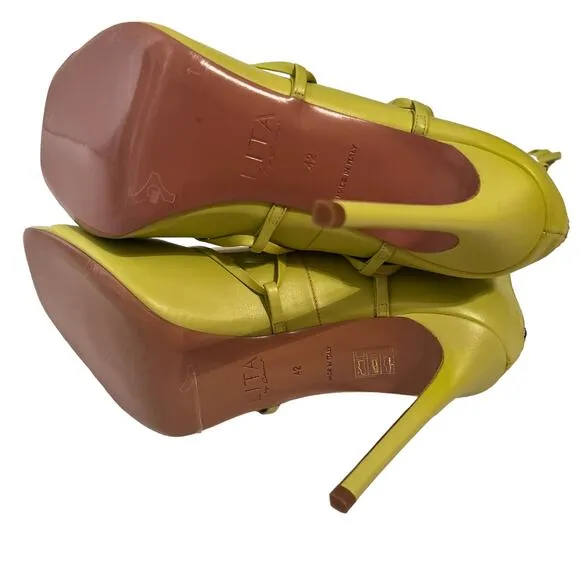 Lita by Ciara Solid Strappy Heel Sandal Acid Lime Green Size 42 11.5 12 NEW $398